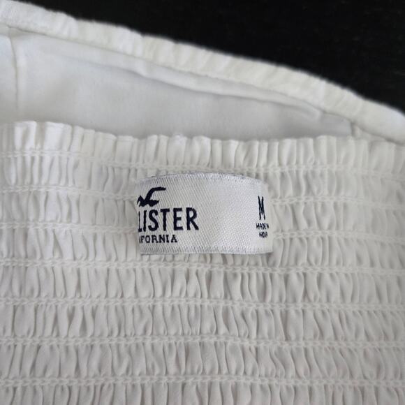 Hollister Babydoll Milkmaid Cropped Top White Smocked Coquette Women Medium - Picture 10 of 12